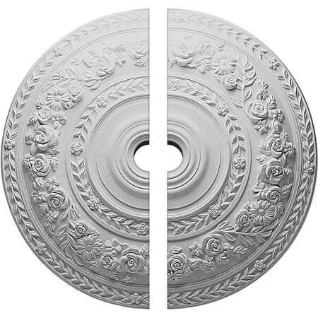 Ekena Millwork Rose Ceiling Medallion, Two Piece (Fits Canopies up to 13 1/2"), 33 7/8"OD x 2"ID x 2 3/8"P CM33RO2-02000